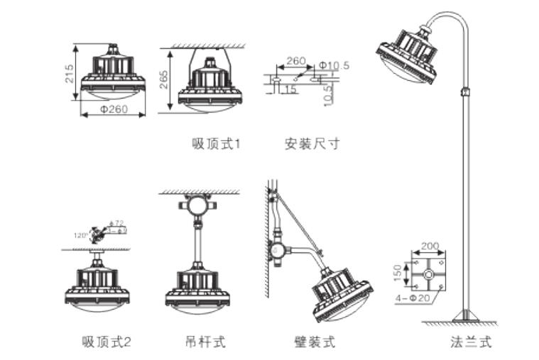 BFC8182长寿低耗防爆灯安装示意图