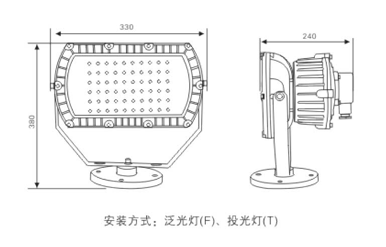 ST8033 LED免维护防爆投光灯安装示意图